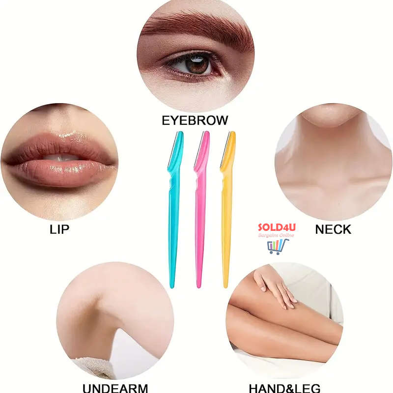 3pcs Eyebrow Trimmer Eyebrow Razor Professional Eyebrow & Facial Hair Trimmer Dermaplaning Tool
