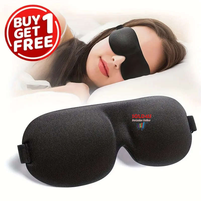 Buy 1 Get 1 Free - 3D Stereoscopic Sleep Eye Mask, Sleep Magic Memory Sponge [BLACK]