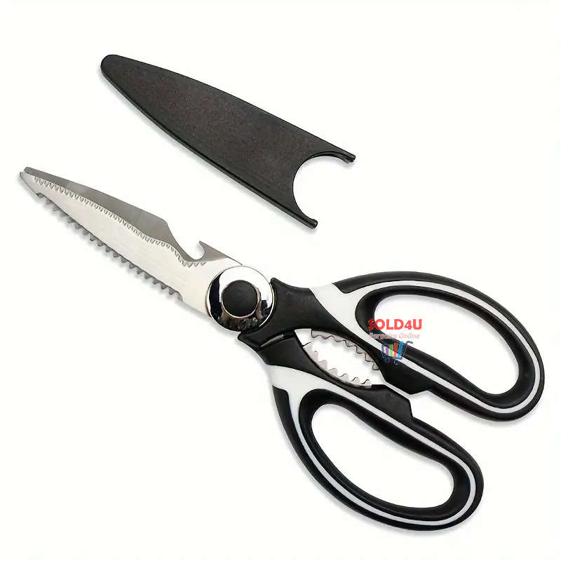 Set of 2 -Kitchen Scissors Heavy Duty Stainless Steel Tool + Protective Cover 4 IN 1 Multifunctional