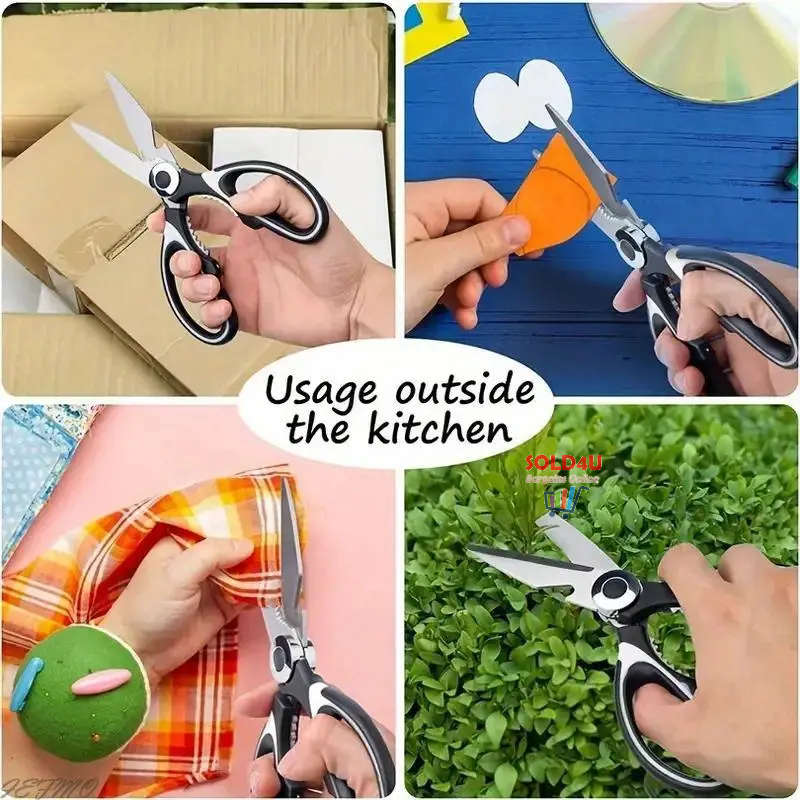 Set of 2 -Kitchen Scissors Heavy Duty Stainless Steel Tool + Protective Cover 4 IN 1 Multifunctional