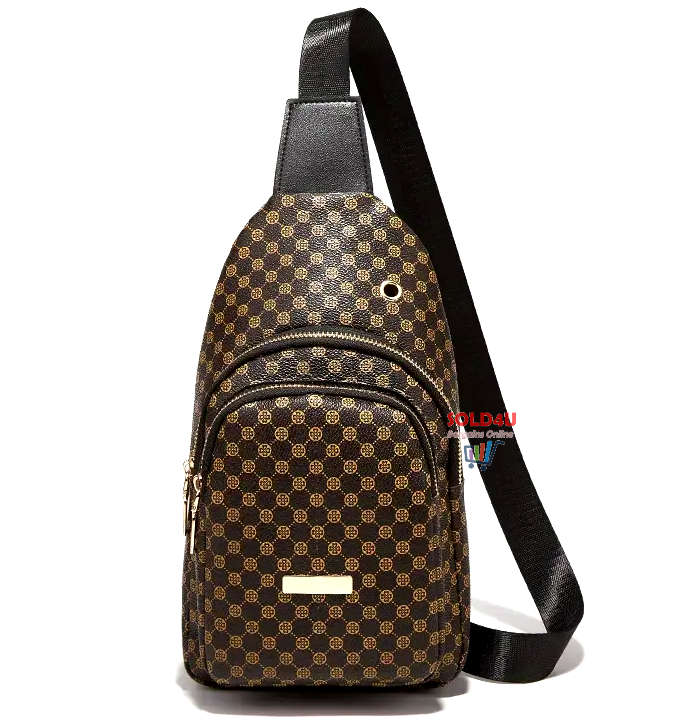 Stylish PU Leather Double-layer Polka Dot Chest Bag Casual Simple Crossbody Bag