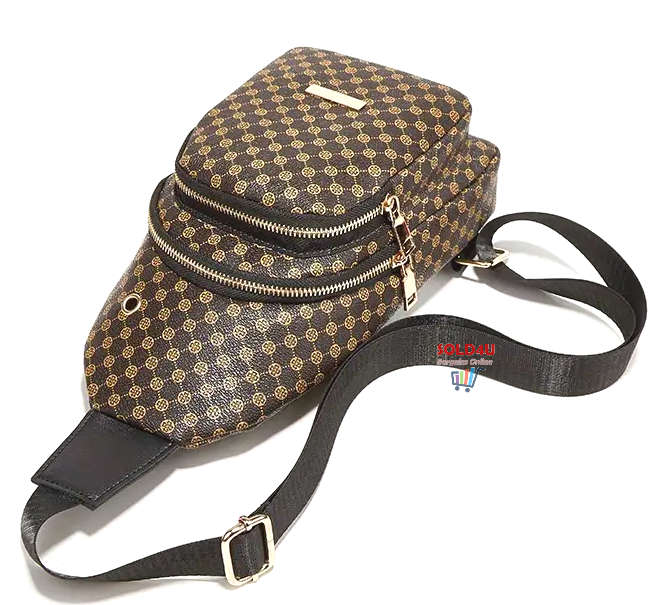 Stylish PU Leather Double-layer Polka Dot Chest Bag Casual Simple Crossbody Bag