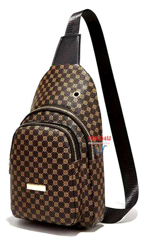 Stylish PU Leather Double-layer Polka Dot Chest Bag Casual Simple Crossbody Bag