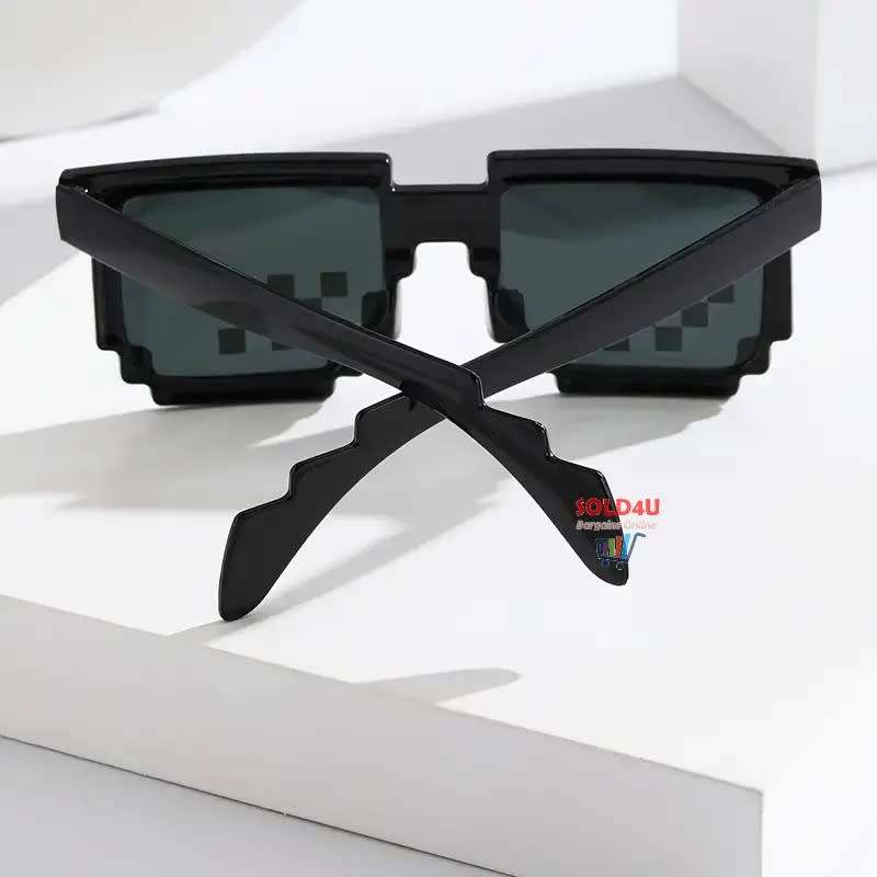 Unisex Party fashion Minecraft Theme Mosaic Glasses (Black - No Pouch)