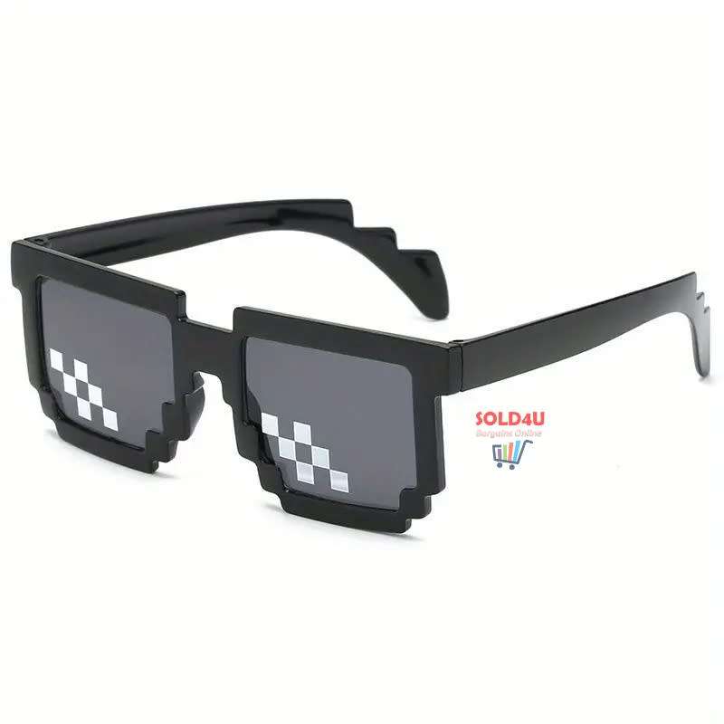 Unisex Party fashion Minecraft Theme Mosaic Glasses (Black - No Pouch)