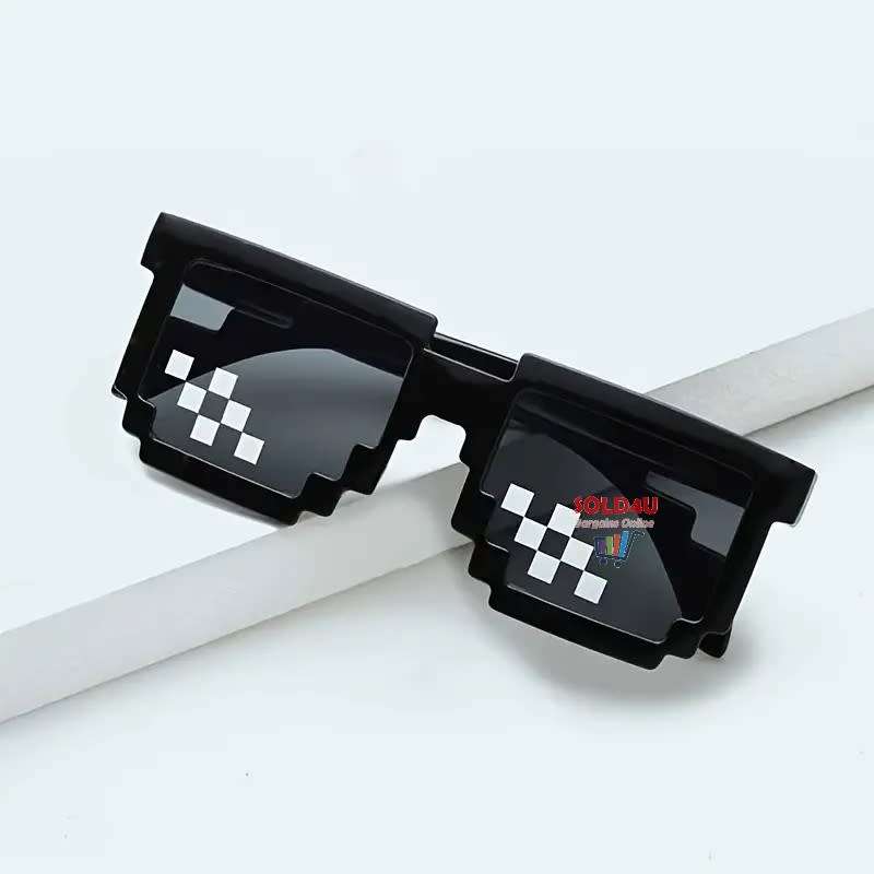 Unisex Party fashion Minecraft Theme Mosaic Glasses (Black - No Pouch)