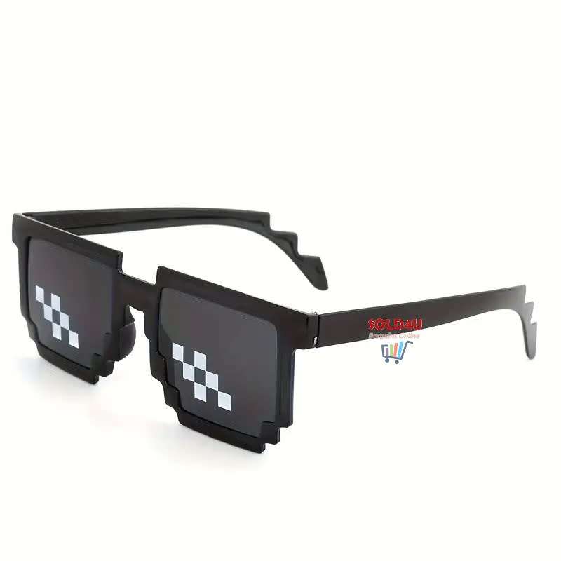 Unisex Party fashion Minecraft Theme Mosaic Glasses (Black - No Pouch)
