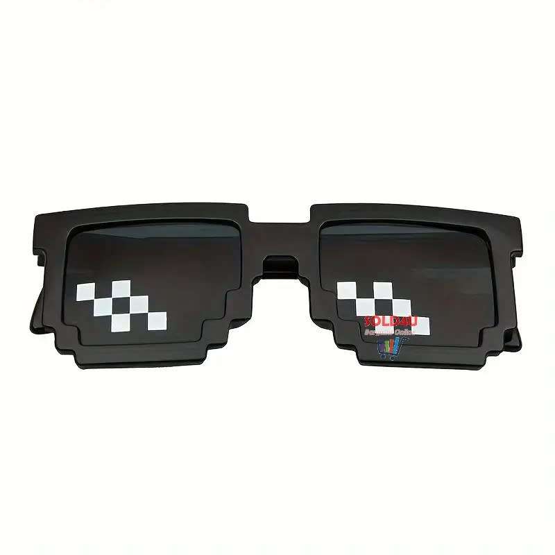 Unisex Party fashion Minecraft Theme Mosaic Glasses (Black - No Pouch)