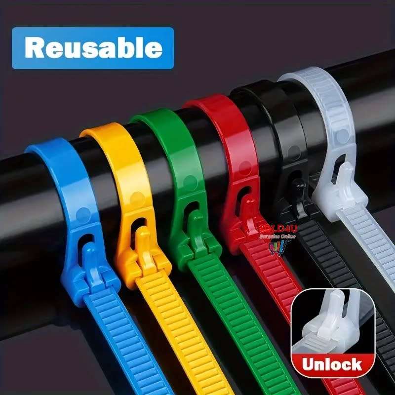 [100 Pack] Multi-Colour Cable Ties Reusable 150mm x 3.5mm Self-Locking Cable Zip Ties