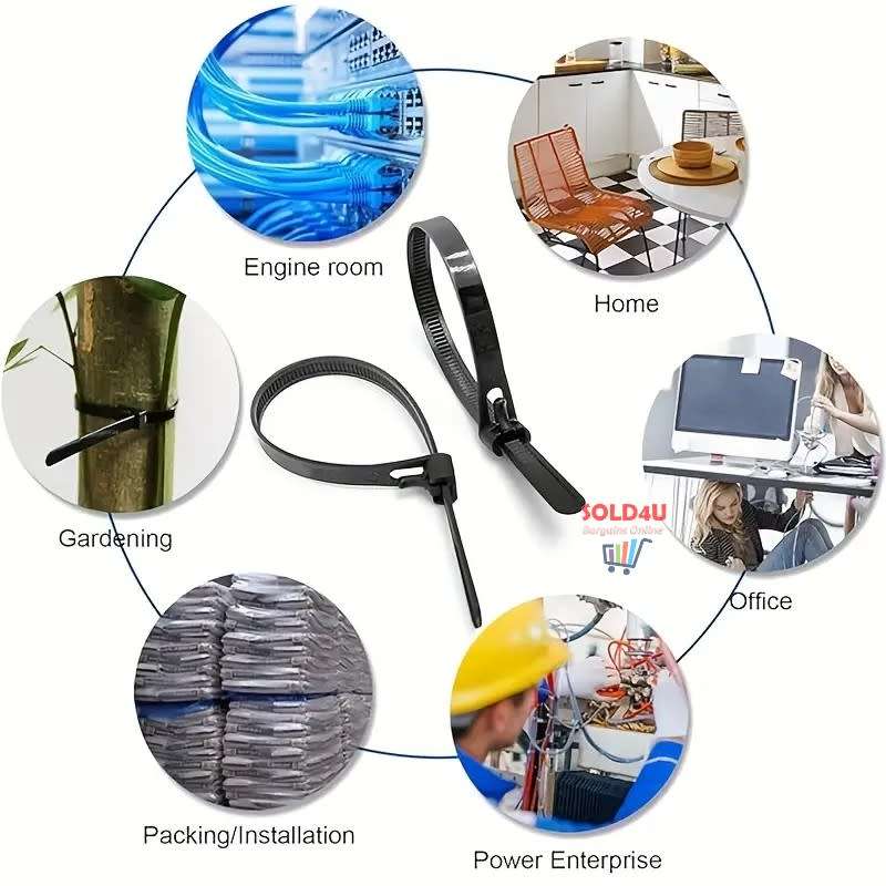 [100 Pack] Multi-Colour Cable Ties Reusable 150mm x 3.5mm Self-Locking Cable Zip Ties
