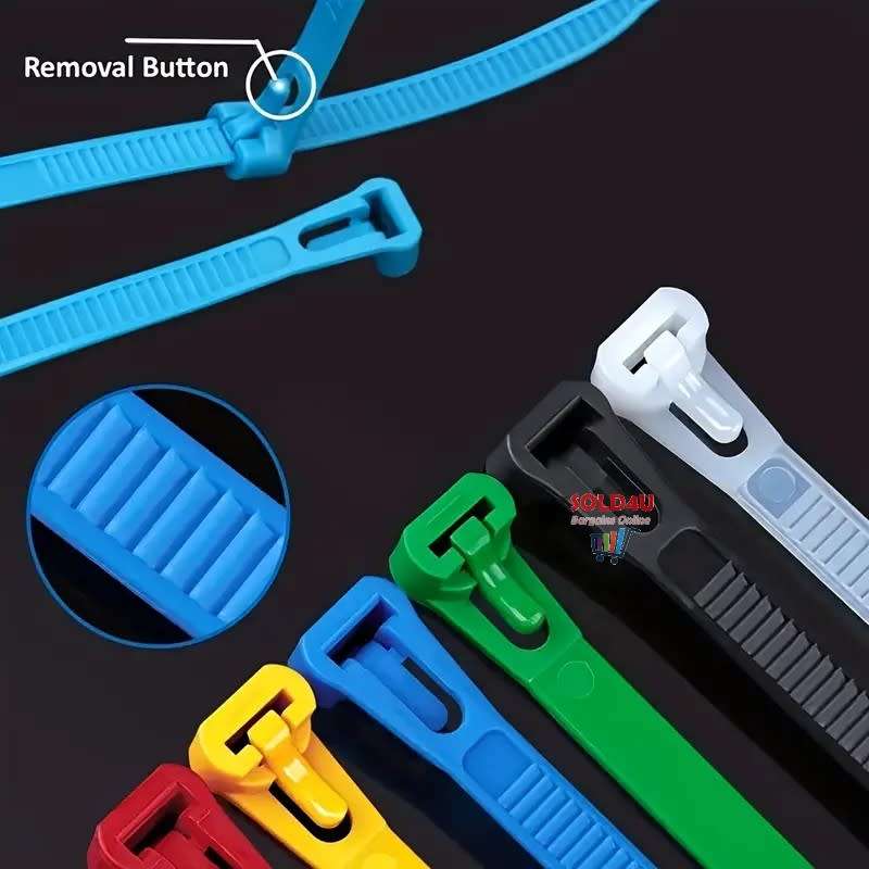 [100 Pack] Multi-Colour Cable Ties Reusable 150mm x 3.5mm Self-Locking Cable Zip Ties
