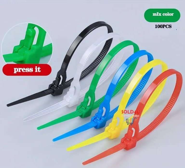 [100 Pack] Multi-Colour Cable Ties Reusable 150mm x 3.5mm Self-Locking Cable Zip Ties