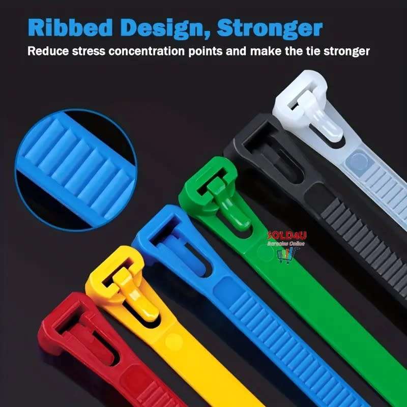 [100 Pack] Multi-Colour Cable Ties Reusable 150mm x 3.5mm Self-Locking Cable Zip Ties
