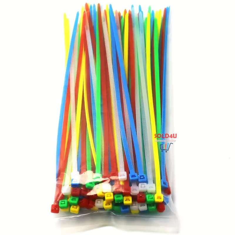[100 Pack] Multi-Colour Cable Ties Reusable 150mm x 3.5mm Self-Locking Cable Zip Ties