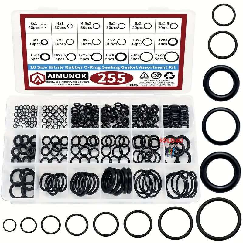 255pcs Rubber O Rings Kit 18 Size plus Box