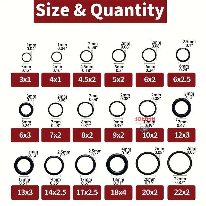 255pcs Rubber O Rings Kit 18 Size plus Box