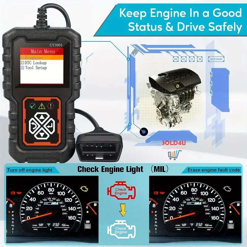 Car OBD2 Code Scanner Diagnostic Erase Engine Fault Codes