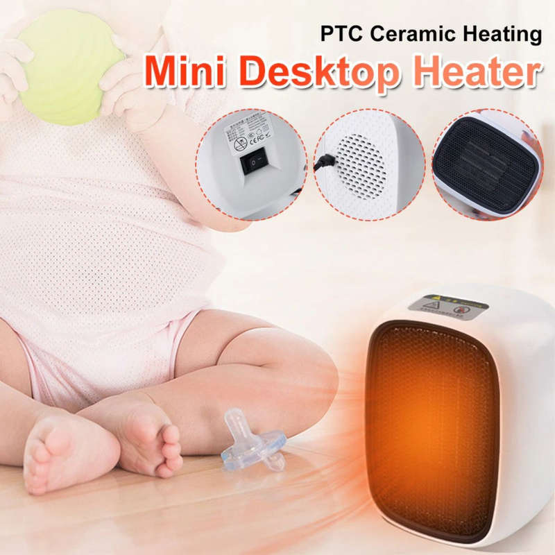 500W Mini Electric Portable Desktop Fan Ceramic Heater