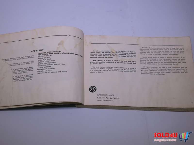 Rover 3500 & 2600 - Owners Handbook - 1981