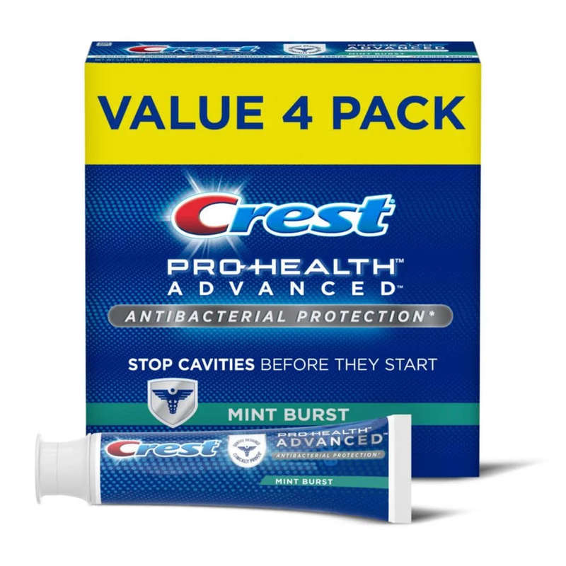Crest Pro-Health Advanced Antibacterial Protection Toothpaste, Mint Burst, 141Grams (Pack of 4)