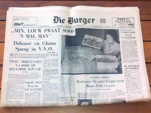 Die Burger koerant - 26 Oktober,1961