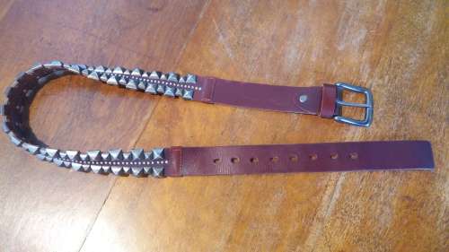 Men's brown genuine leather designer studded belt- size 30-32