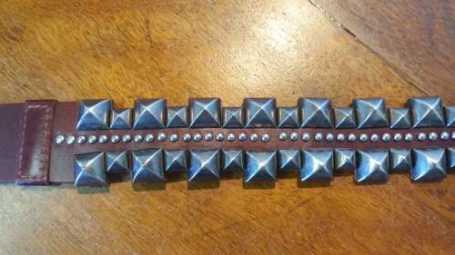 Men's brown genuine leather designer studded belt- size 30-32