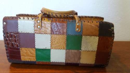 Vintage Retro 70's leather bag/ handbag- very unique