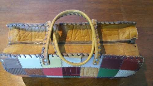 Vintage Retro 70's leather bag/ handbag- very unique