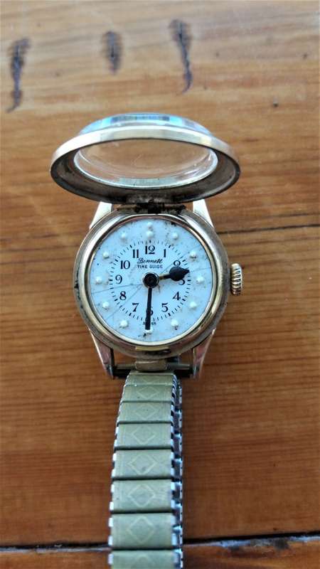 Vintage Bennett braille watch 14 karat gold plated #1- still working