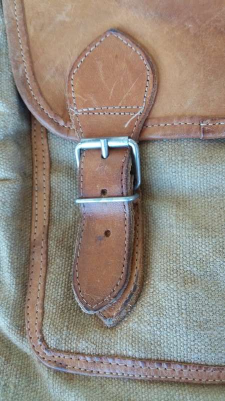 Large vintage leather and canvas backpack
