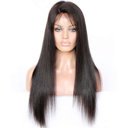 Brazilian Front Lace Wig Natural Black Unprocessed Human Remy Hair - Straight - 9A Grade