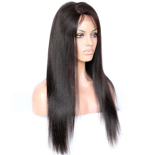 Brazilian Front Lace Wig Natural Black Unprocessed Human Remy Hair - Straight - 9A Grade