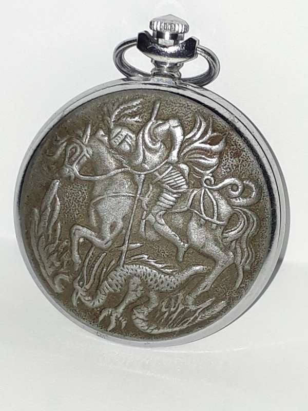 Soviet Hunter Pocket Watch (dragon and dragonslayer design)