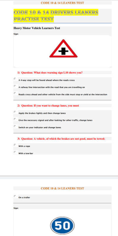 Drivers Leaners Test & Answers