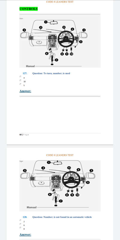 Drivers Learners Test and Answers