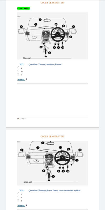 Drivers Learners Test and Answers