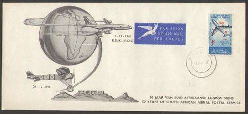 RSA: 1961  SA Aerial Post 3c on illustrated FDC (Atlas OA5) superb unaddressed