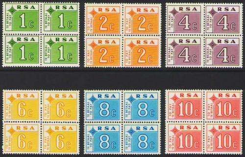 1972 (22 Mar) FINAL POSTAGE DUE SET COMPLETE in blocks of 4 superb UM