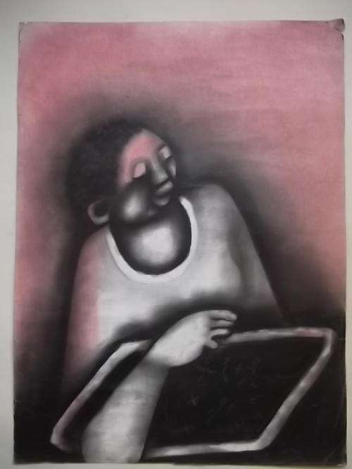 ANOTHER AMAZING DAVID MBELE CHARCOL ON PAPER