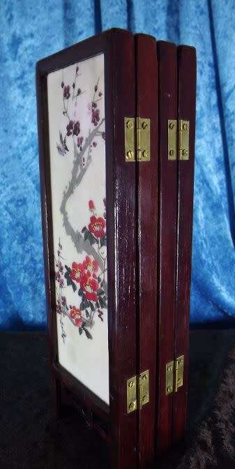 CHINESE VINTAGE CERAMIC TABLE SCREEN OF FOUR DECORATED PANELS from SUEZYT - **FREE SHIPPING**