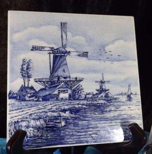 TWO VINTAGE DELFT PORCELAIN TILES from SUEZYT