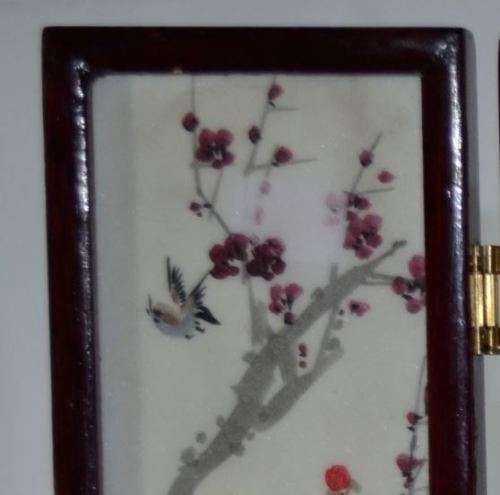 CHINESE VINTAGE CERAMIC TABLE SCREEN OF FOUR DECORATED PANELS from SUEZYT - **FREE SHIPPING**