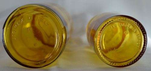 ITALIAN VINTAGE AMBER COLOURED GLASS STORAGE BOTTLES from SUEZYT