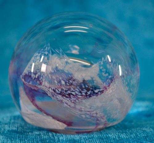 PINK GLASS NUGGET SUSPENDED IN CRISTALLO di MURANO PAPER WEIGHT - from SUEZYT