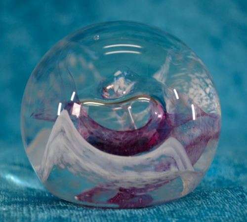 PINK GLASS NUGGET SUSPENDED IN CRISTALLO di MURANO PAPER WEIGHT - from SUEZYT