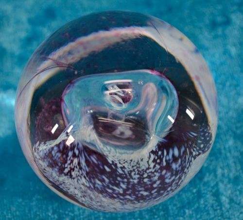 PINK GLASS NUGGET SUSPENDED IN CRISTALLO di MURANO PAPER WEIGHT - from SUEZYT