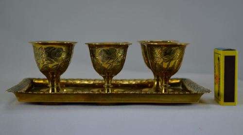 BRASS MINI CUPS  WITH TRAY - 1900'S - from SUEZYT
