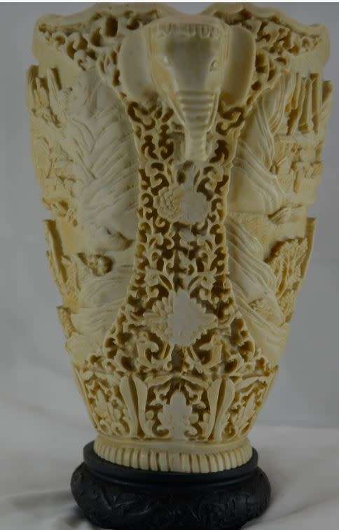 ORIENTAL CARVED SOAPSTONE VASE - from SUEZYT