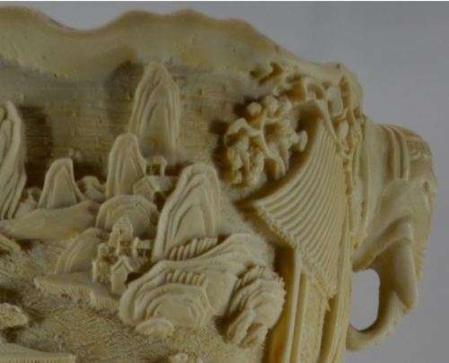 ORIENTAL CARVED SOAPSTONE VASE - from SUEZYT